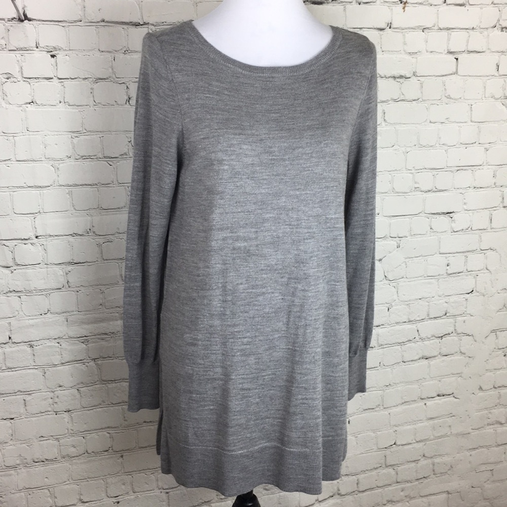 Ann Taylor Gray Wool Blend Tunic Sweater Sz L